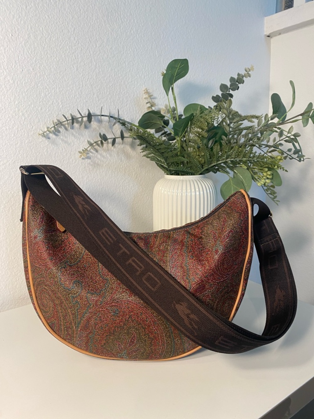 ETRO Crescent Paisley Crossbody Bag